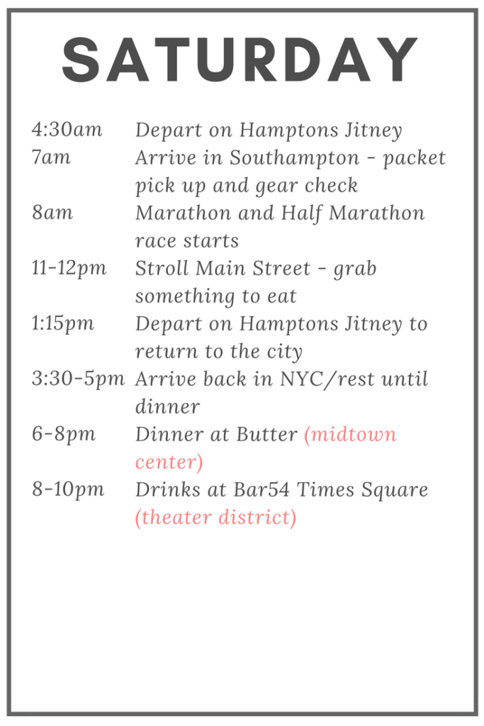 Itinerary for Saturday