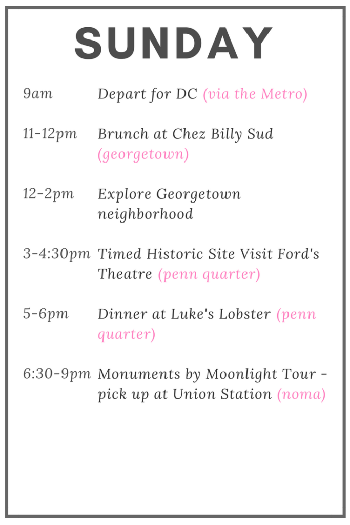 Itinerary for Sunday